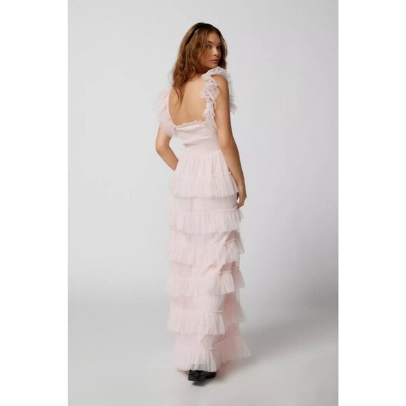 NEW AMY JANE LONDON Amy Jane London Evangeline Ruffle Maxi Dress Pink Size XS - Picture 14 of 15